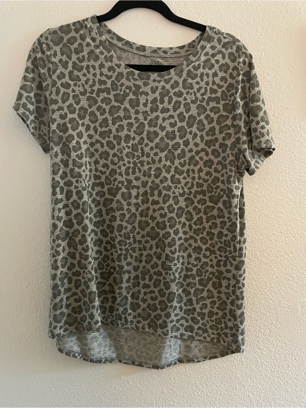 Zoe + Liv Grey Leopard Short Sleeve Tee